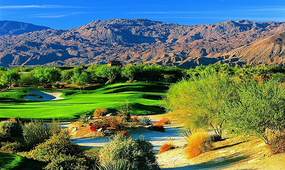 Green fairways and desert mountains at Desert Willow in Palm Desert